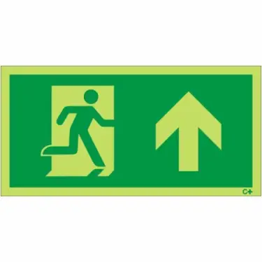 Click Here To Enlarge This Photo Of Photoluminescent &lpar;Glow in the Dark&rpar; Self Adhesive &lpar;Class C&rpar; Fire Exit Symbol Only with Arrow Up Sign
