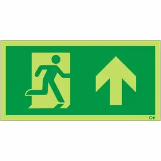 Photoluminescent &lpar;Glow in the Dark&rpar; Self Adhesive &lpar;Class C&rpar; Fire Exit Symbol Only with Arrow Up Sign