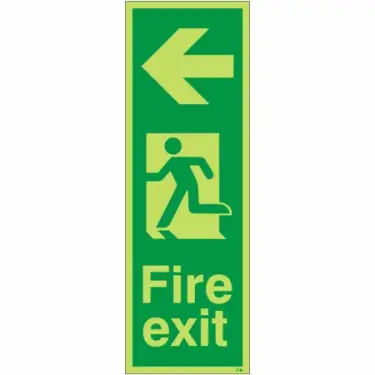 Click Here To Enlarge This Photo Of Photoluminescent &lpar;Glow in the Dark&rpar; Self Adhesive &lpar;Class C&rpar; Fire Exit Arrow Left Sign