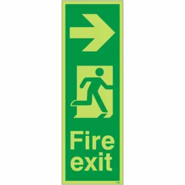 Click Here To Enlarge This Photo Of Photoluminescent &lpar;Glow in the Dark&rpar; Rigid Plastic &lpar;Class C&rpar; Fire Exit Arrow Right Sign
