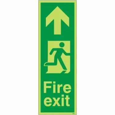 Click Here To Enlarge This Photo Of Photoluminescent &lpar;Glow in the Dark&rpar; Self Adhesive &lpar;Class C&rpar; Fire Exit Arrow Up Sign