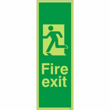 Click Here To Enlarge This Photo Of Photoluminescent &lpar;Glow in the Dark&rpar; Self Adhesive &lpar;Class C&rpar; Fire Exit Running Man Left Sign