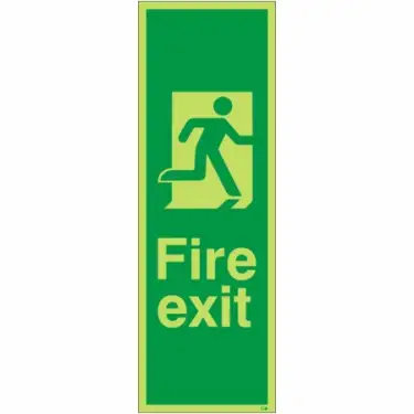 Click Here To Enlarge This Photo Of Photoluminescent &lpar;Glow in the Dark&rpar; Self Adhesive &lpar;Class C&rpar; Fire Exit Running Man Right Sign