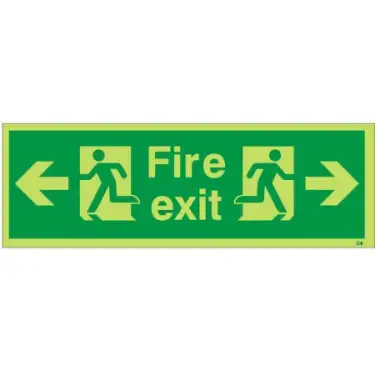 Click Here To Enlarge This Photo Of Photoluminescent &lpar;Glow in the Dark&rpar; Self Adhesive &lpar;Class C&rpar; Fire Exit Left &sol; Right Sign