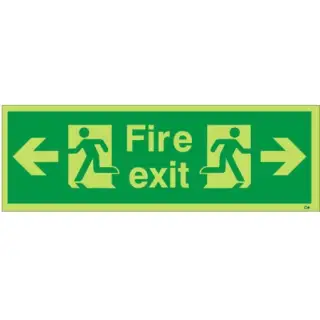 Photoluminescent &lpar;Glow in the Dark&rpar; Rigid Plastic &lpar;Class C&rpar; Fire Exit Left &sol; Right Sign