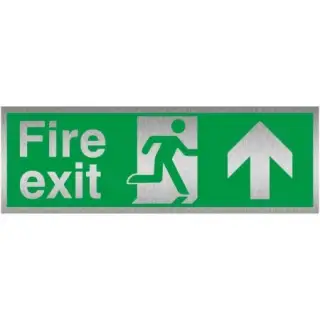 Brushed Aluminium &lpar;3mm&rpar; Fire Exit Up Sign