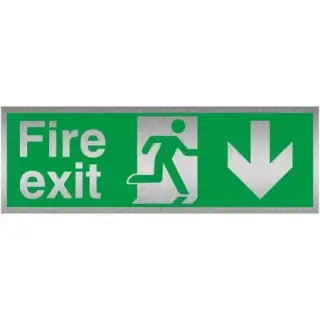 Brushed Aluminium &lpar;3mm&rpar; Fire Exit Down Sign