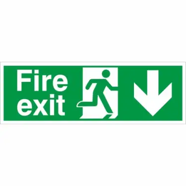 Click Here To Enlarge This Photo Of Rigid Plastic &lpar;2mm&rpar; Fire Exit Down Sign