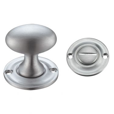Click Here To Enlarge This Photo Of FB42SC - Zoo Hardware Fulton & Bray Oval Thumb Turn with Coin Release &lpar;5mm spindle&rpar; Satin Chrome