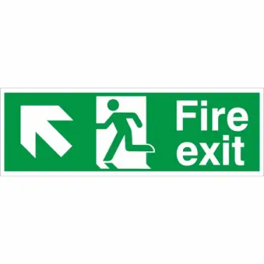 Click Here To Enlarge This Photo Of Rigid Plastic &lpar;2mm&rpar; Fire Exit Arrow Up Left Sign
