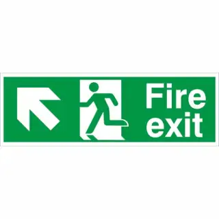 Rigid Plastic &lpar;2mm&rpar; Fire Exit Arrow Up Left Sign