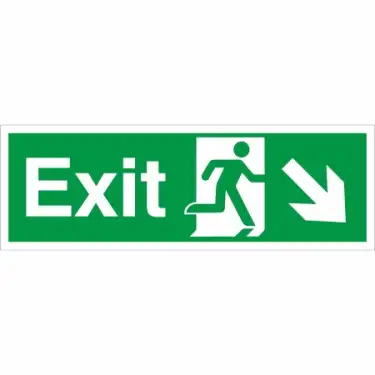 Click Here To Enlarge This Photo Of Rigid Plastic &lpar;1mm&rpar; Exit Arrow Down Right Sign