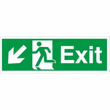 Click Here To Enlarge This Photo Of Rigid Plastic &lpar;1mm&rpar; Exit Arrow Down Left Sign