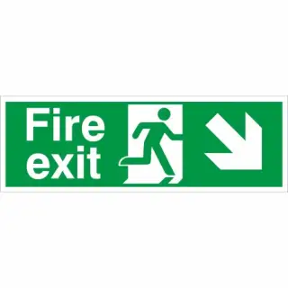 Rigid Plastic &lpar;1mm&rpar; Fire Exit Down Right Sign