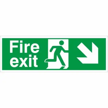 Click Here To Enlarge This Photo Of Rigid Plastic &lpar;2mm&rpar; Fire Exit Down Right Sign