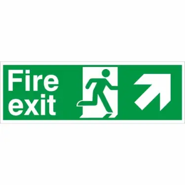 Click Here To Enlarge This Photo Of Rigid Plastic &lpar;1mm&rpar; Fire Exit Arrow Up Right Sign