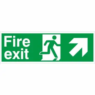 Rigid Plastic &lpar;2mm&rpar; Fire Exit Arrow Up Right Sign