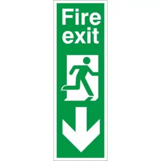 Self Adhesive Vinyl Fire Exit Arrow Down Sign