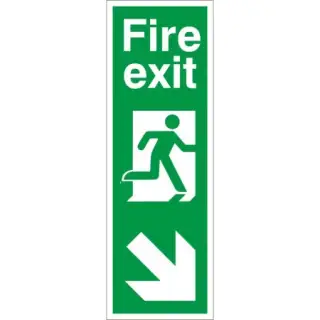 Rigid Plastic &lpar;1mm&rpar; Fire Exit Arrow Down Right Sign