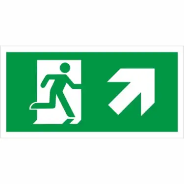 Click Here To Enlarge This Photo Of Rigid Plastic &lpar;1mm&rpar; Fire Exit Symbol Only with Arrow Up Right Sign