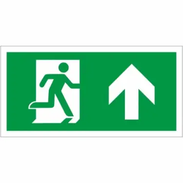 Click Here To Enlarge This Photo Of Rigid Plastic &lpar;1mm&rpar; Fire Exit Symbol Only with Arrow Up Sign