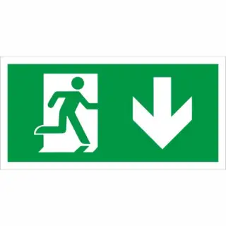 Rigid Plastic &lpar;1mm&rpar; Fire Exit Symbol Only with Arrow Down Sign