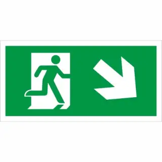 Rigid Plastic &lpar;1mm&rpar; Fire Exit Symbol Only with Arrow Down Right Sign