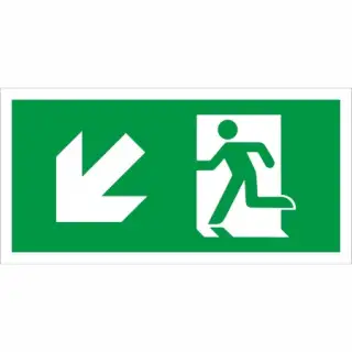 Rigid Plastic &lpar;1mm&rpar; Fire Exit Symbol Only with Arrow Down Left Sign