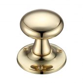 FB501 - Zoo Hardware Fulton & Bray Mushroom Mortice Knob Furniture &lpar;Unsprung&rpar; 60mm Rose dia&period; Polished Brass