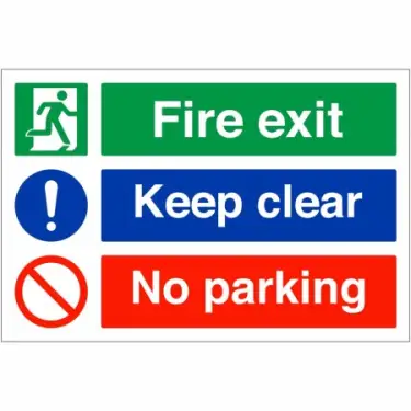Click Here To Enlarge This Photo Of Rigid Plastic &lpar;1mm&rpar; "Fire Exit Keep Clear - No Parking" Sign