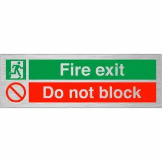 Brushed Aluminium &lpar;3mm&rpar; "Fire Exit - Do Not Block" Sign