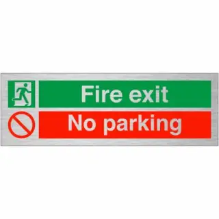 Brushed Aluminium &lpar;3mm&rpar; "Fire Exit - No Parking" Sign