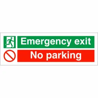 Rigid Plastic &lpar;1mm&rpar; "Emergency Exit - No Parking" Sign