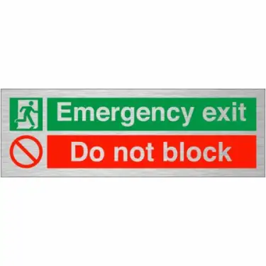 Click Here To Enlarge This Photo Of Brushed Aluminium &lpar;3mm&rpar; "Emergency Exit - No Parking" Sign