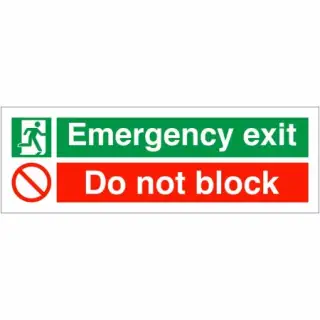 Rigid Plastic &lpar;1mm&rpar; "Emergency Exit - Do Not Block" Sign