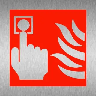 Brushed Aluminium &lpar;3mm&rpar; Fire Point Symbol Sign - 100mm x 100mm