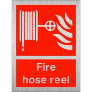 Brushed Aluminium &lpar;3mm&rpar; Fire Hose Reel Sign - 150mm x 200mm