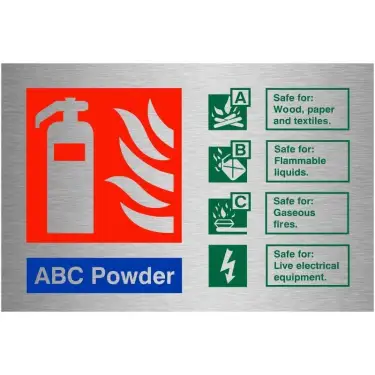 Click Here To Enlarge This Photo Of Brushed Aluminium &lpar;3mm&rpar; ABC Powder Sign - 150mm x 100mm