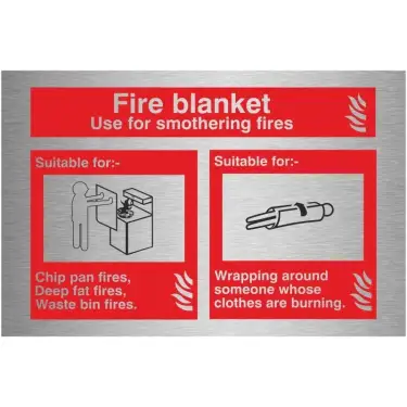 Click Here To Enlarge This Photo Of Brushed Aluminium &lpar;3mm&rpar; Fire Blanket Sign - 150mm x 100mm
