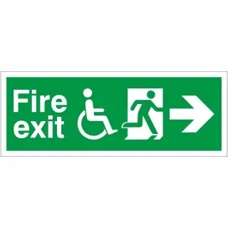 Self Adhesive Vinyl Refuge Fire Exit Right Sign - 400mm x 150mm