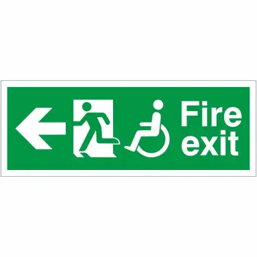 Click Here To Enlarge This Photo Of Rigid Plastic &lpar;1mm&rpar; Refuge Fire Exit Left Sign - 400mm x 150mm