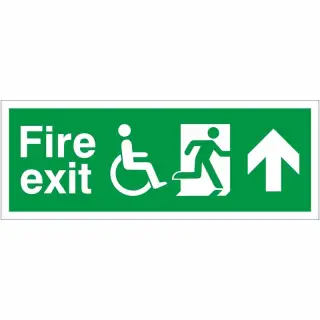 Self Adhesive Vinyl Refuge Fire Exit Up Sign - 400mm x 150mm