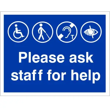 Click Here To Enlarge This Photo Of Self Adhesive Vinyl Please Ask Staff For Help Refuge Sign - 300mm x 200mm
