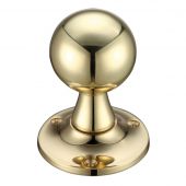 FB502 - Zoo Hardware Fulton & Bray Ball Mortice Knob Furniture &lpar;Unsprung&rpar; 60mm Rose dia&period; Polished Brass