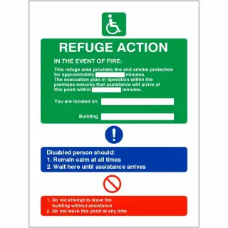 Rigid Plastic &lpar;1mm&rpar; Fire Action Refuge Sign - 150mm x 200mm