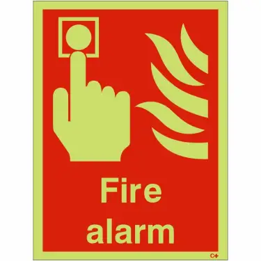 Click Here To Enlarge This Photo Of Photoluminescent &lpar;Glow in the Dark&rpar; Rigid Plastic &lpar;Class C&rpar; Fire Alarm Sign