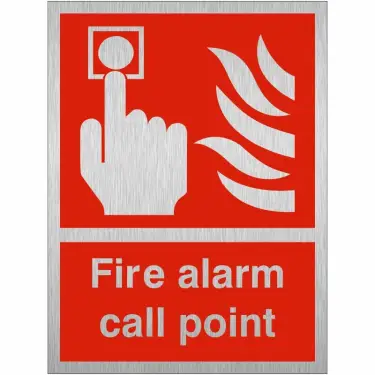 Click Here To Enlarge This Photo Of Brushed Aluminium &lpar;3mm&rpar; Fire Alarm Call Point Sign