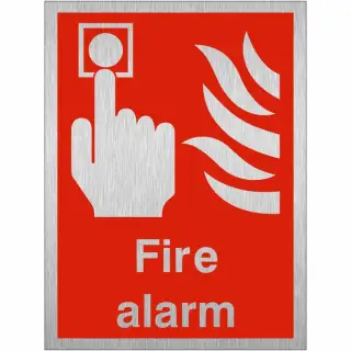 Brushed Aluminium &lpar;3mm&rpar; Fire Alarm Sign - 200mm x 300mm
