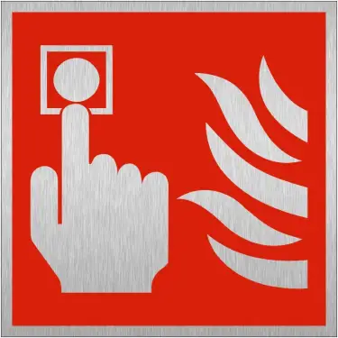Click Here To Enlarge This Photo Of Brushed Aluminium &lpar;3mm&rpar; Fire Alarm Sign &lpar;Square&rpar;