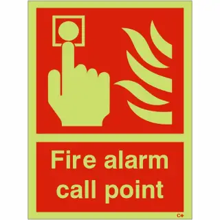 Photoluminescent &lpar;Glow in the Dark&rpar; Rigid Plastic &lpar;Class C&rpar; Fire Alarm Call Point Sign - 150mm x 200mm